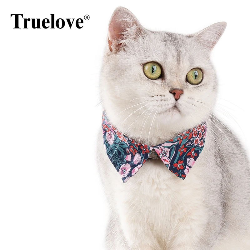 Truelove Cat Collar Cute Floral Pet Collar Cotton with Bow Pet Gift Adjustable Soft and Comfy Bowtie Small Medium Dog TLC5411