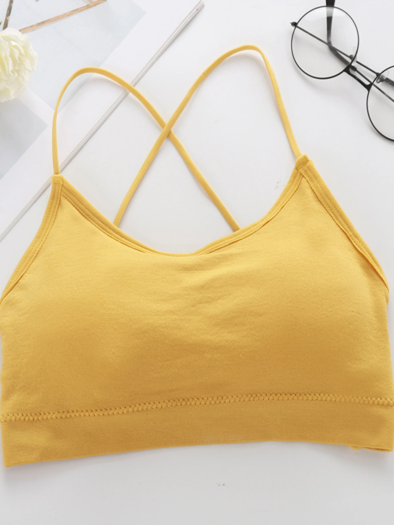 Красота майка с перекрестной лямкой на бретельках и подушечками для бюстгальтера, антибликовое нижнее белье для девочек