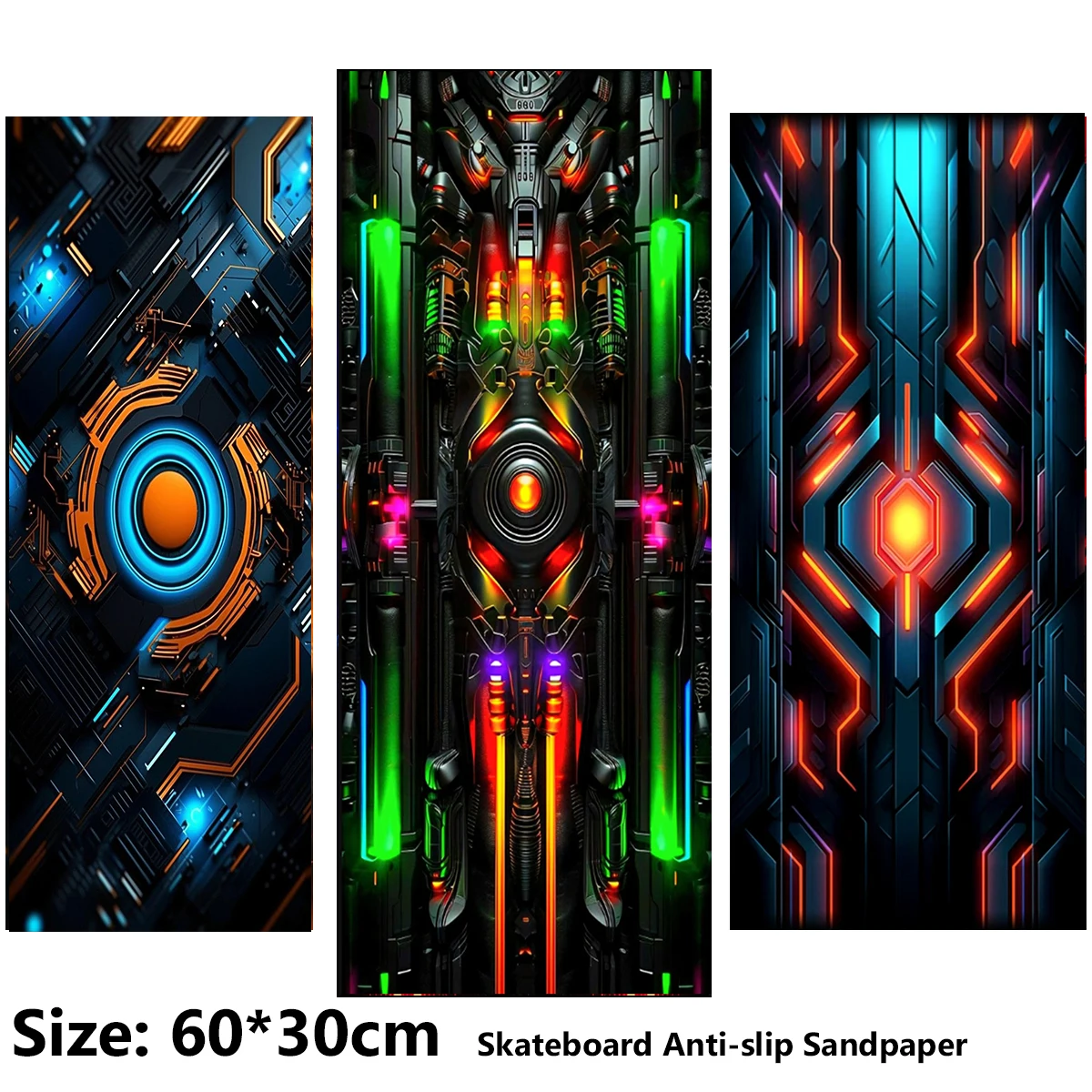 Electric Scooter Anti-slip Sticker Sandpaper Skateboard GripTape Sheet 60*30cm Colorful and Cool Armor Pattern