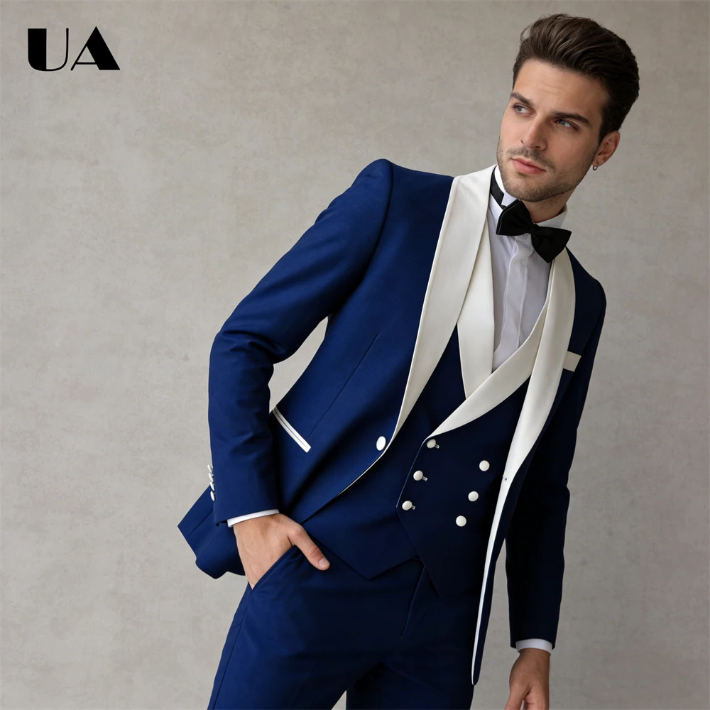 Conjunto de traje de 3 piezas estilo real para hombre, esmoquin formal, chaqueta, chaleco, pantalones, traje de comunión, traje, chaqueta con un botón, chaleco, pantalones