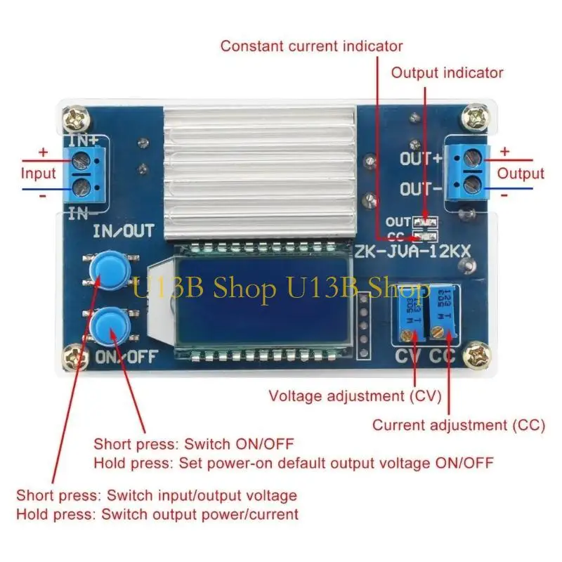 U13B 12A Adjustable Power Module with LCD Display Regulator 5.3V to 32V