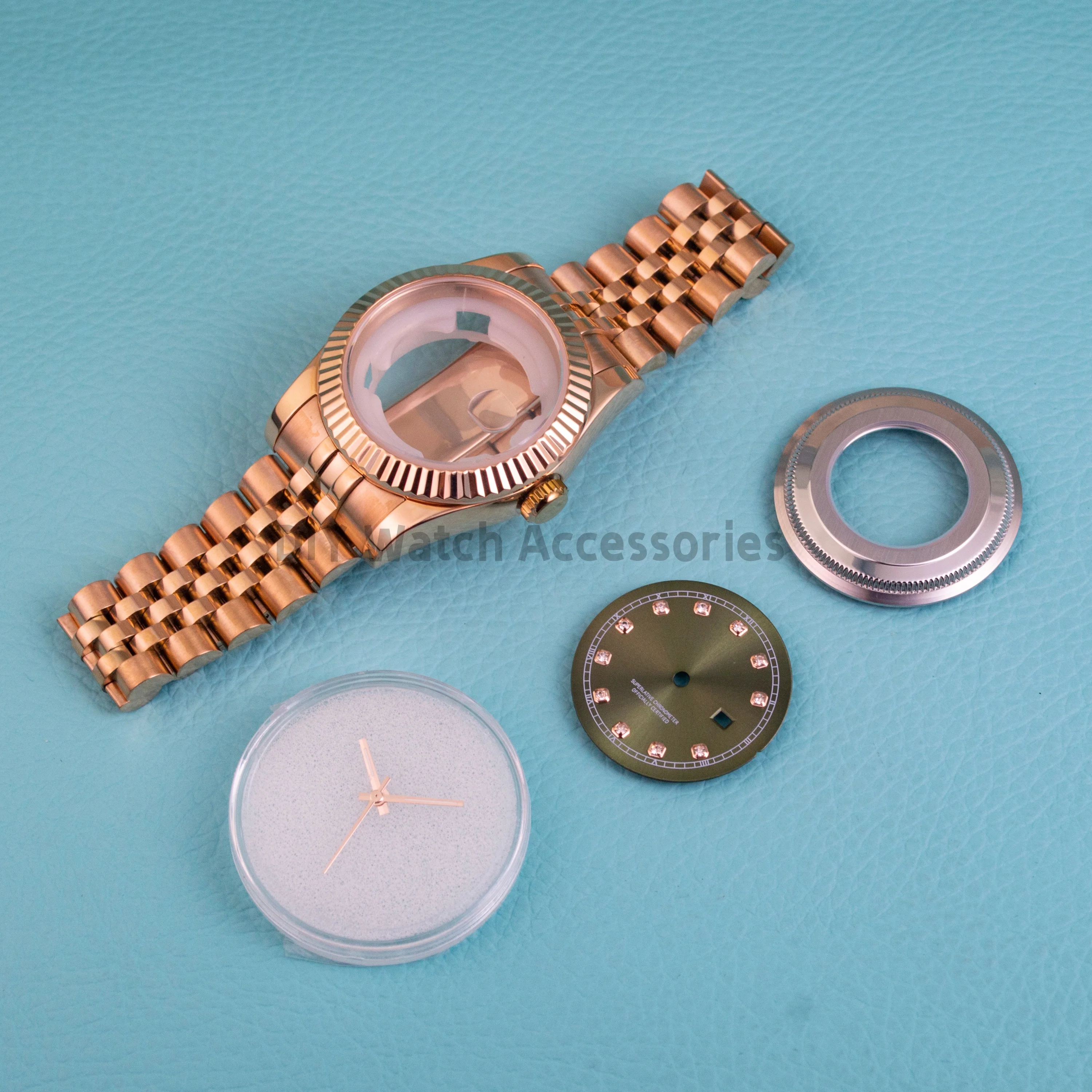 NH05 Case 33MM Women's Watch Case 17mm Stainless Steel Strap 25mm Dial Luminous Hands for NH05 NH06 Movement Datejust Case