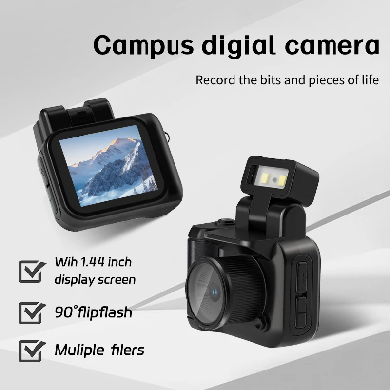 Mini Camera with Screen HD 1080p Portable Video Recorder with Flash Light and Battery Dock Student Small Camcorder Small Camera