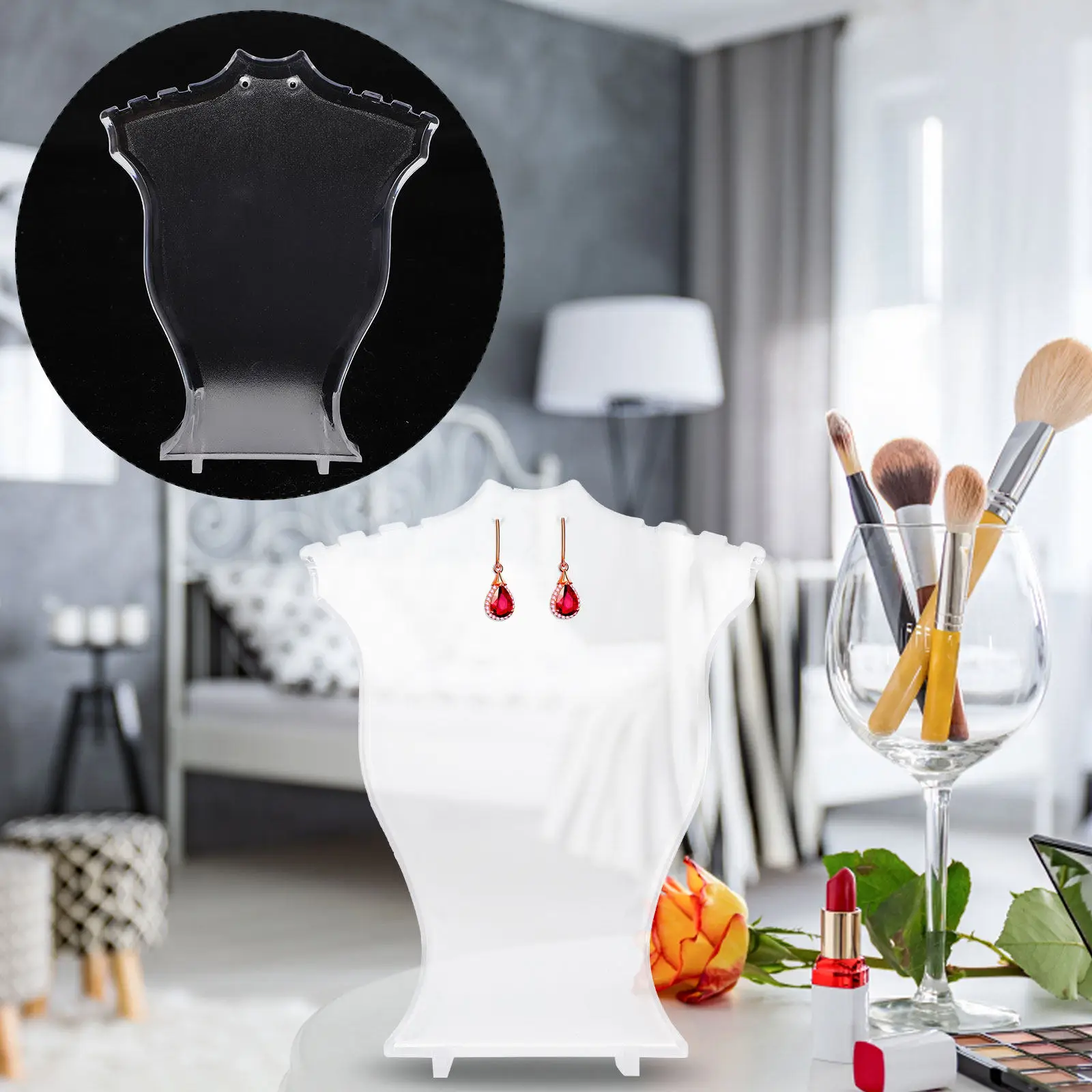 

Jewelry Display Holder Earring Necklace Rack Sturdy Plastic Material Non Deformable Organizer for Home Store Display Gift Idea