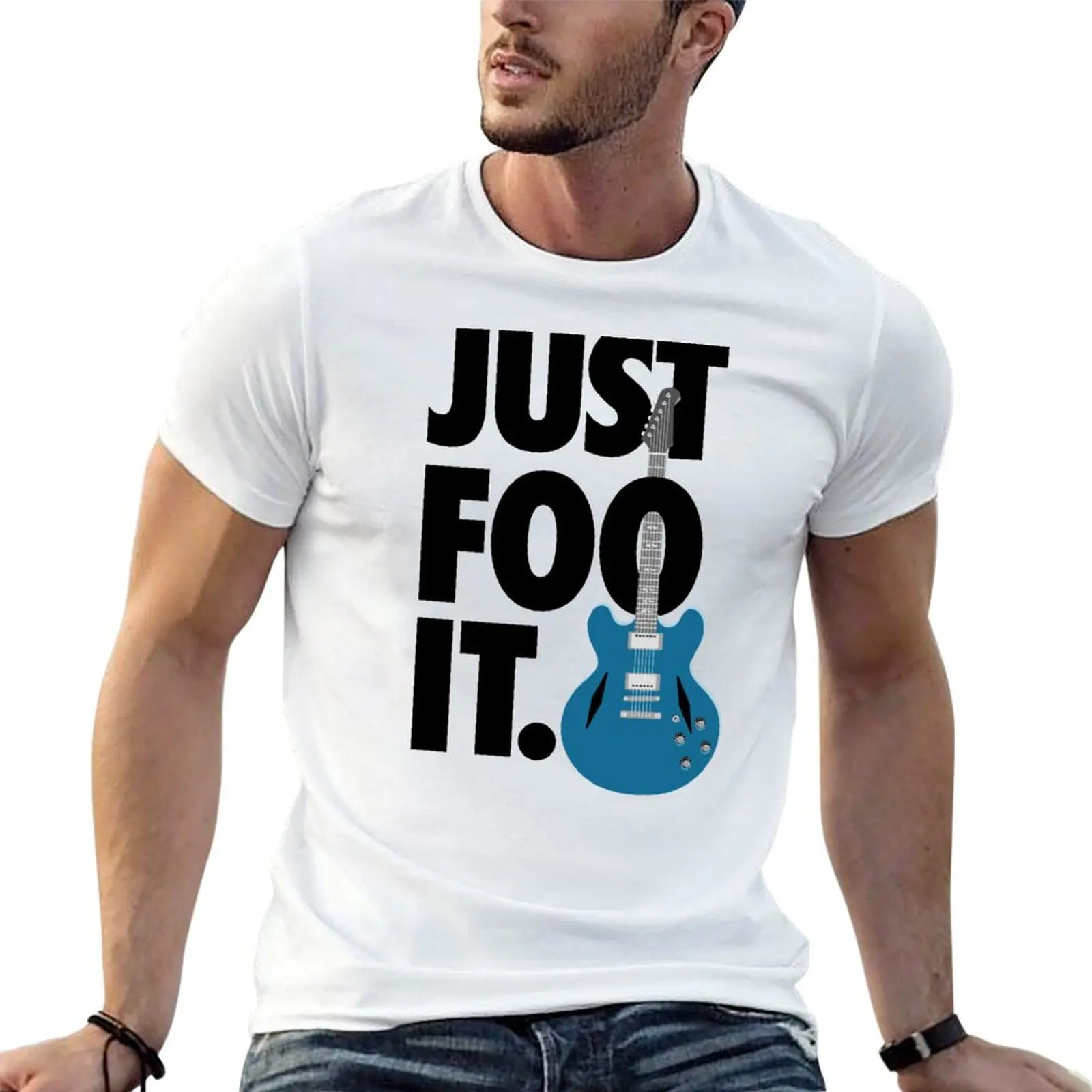 Just Foo It: Blue Electric Guitar Drawing For Fans Of The Foos T-Shirt funny gifts sweat mens designer t shirt
