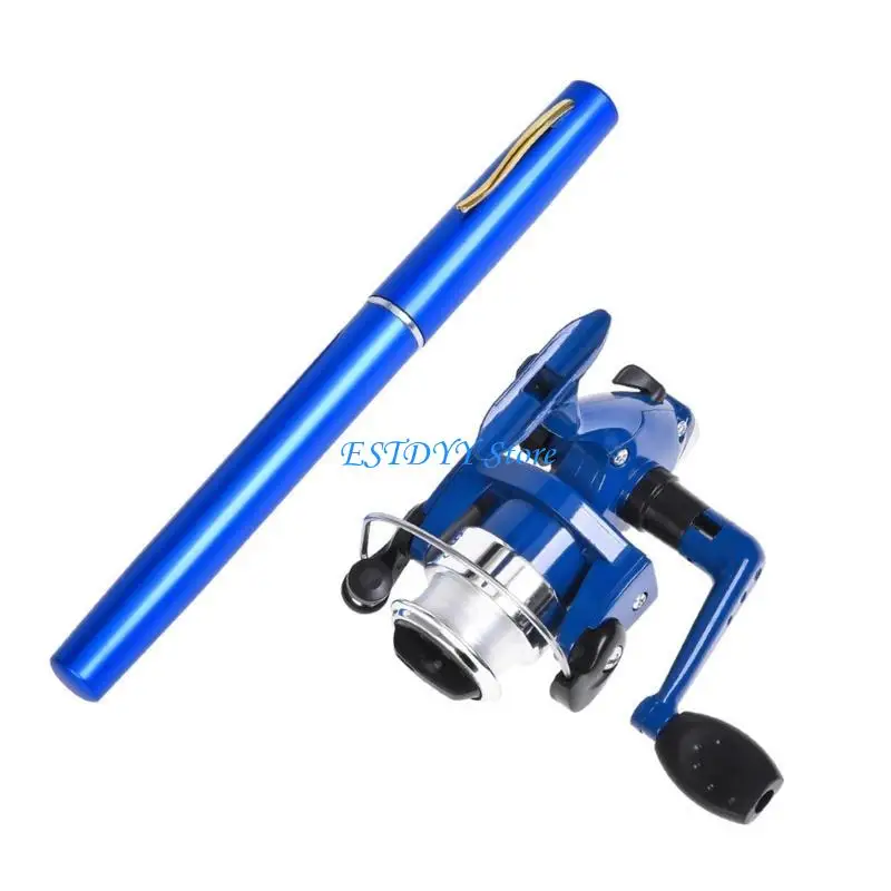 

G6DE Aluminum Pen Fishing Rod with Fishing Reel Accessories Set Mini Telescopic Pocket Pen Fishing Rod Reel Set