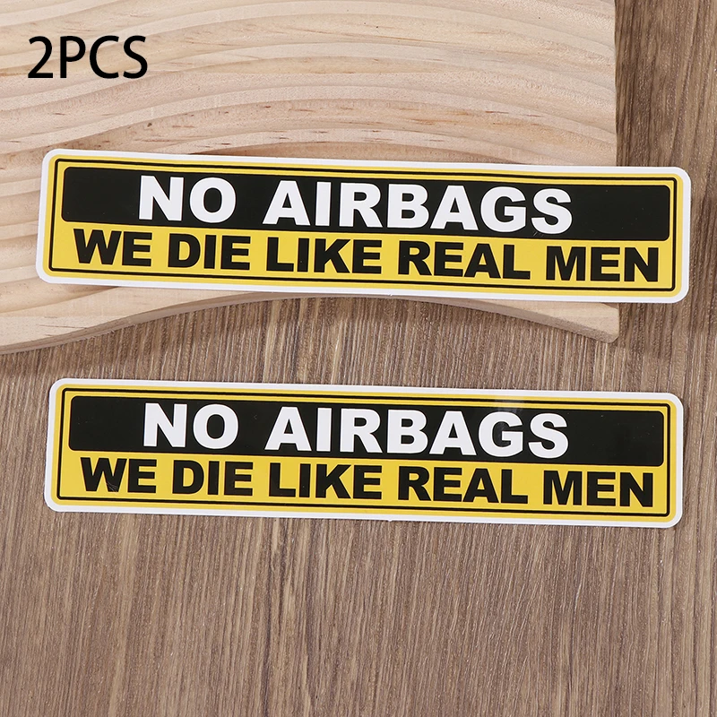 2pc NO AIRBAGS Funny Motorcycle Stickers For Fuel Tank Helmet Safety Warning Decals Auto Sun Visor Window Bumper Decoration