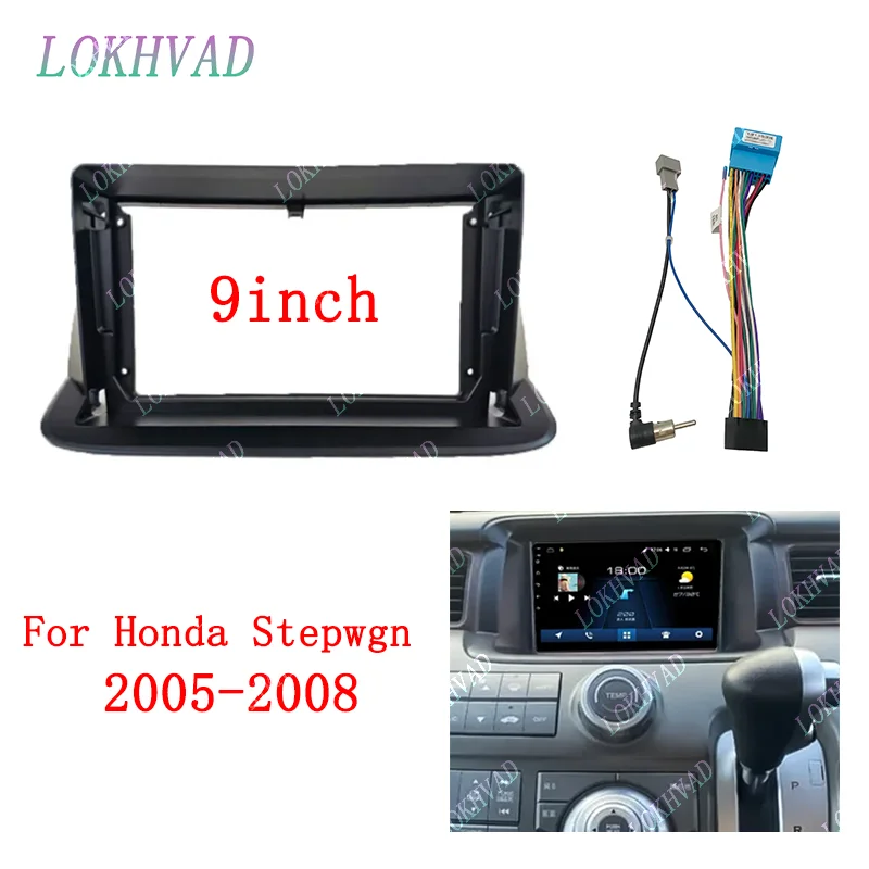 9 Inch Car Radio FIT For HONDA Stepwgn 2005-2008 Fascia Frame No Cable Kit Install Console Panel Plastic Fascia Dashboard Plane