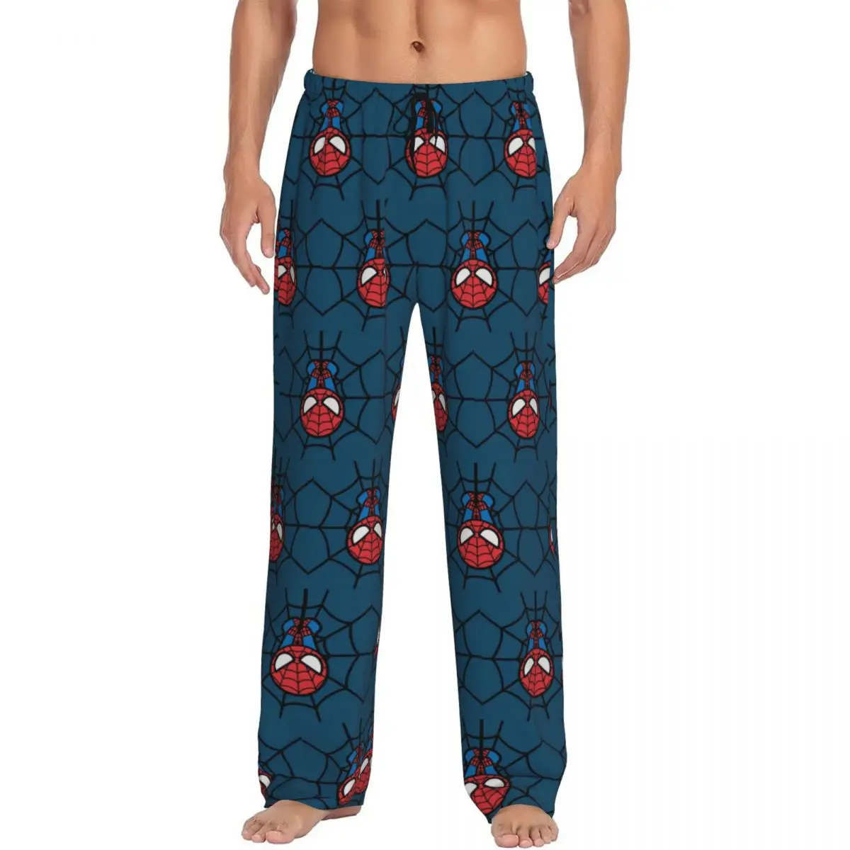 Custom Spider Man Hanging Upside Down Pajama Pants Sleepwear Men Elastic Waistband Spiderman Sleep Lounge Bottoms with Pockets