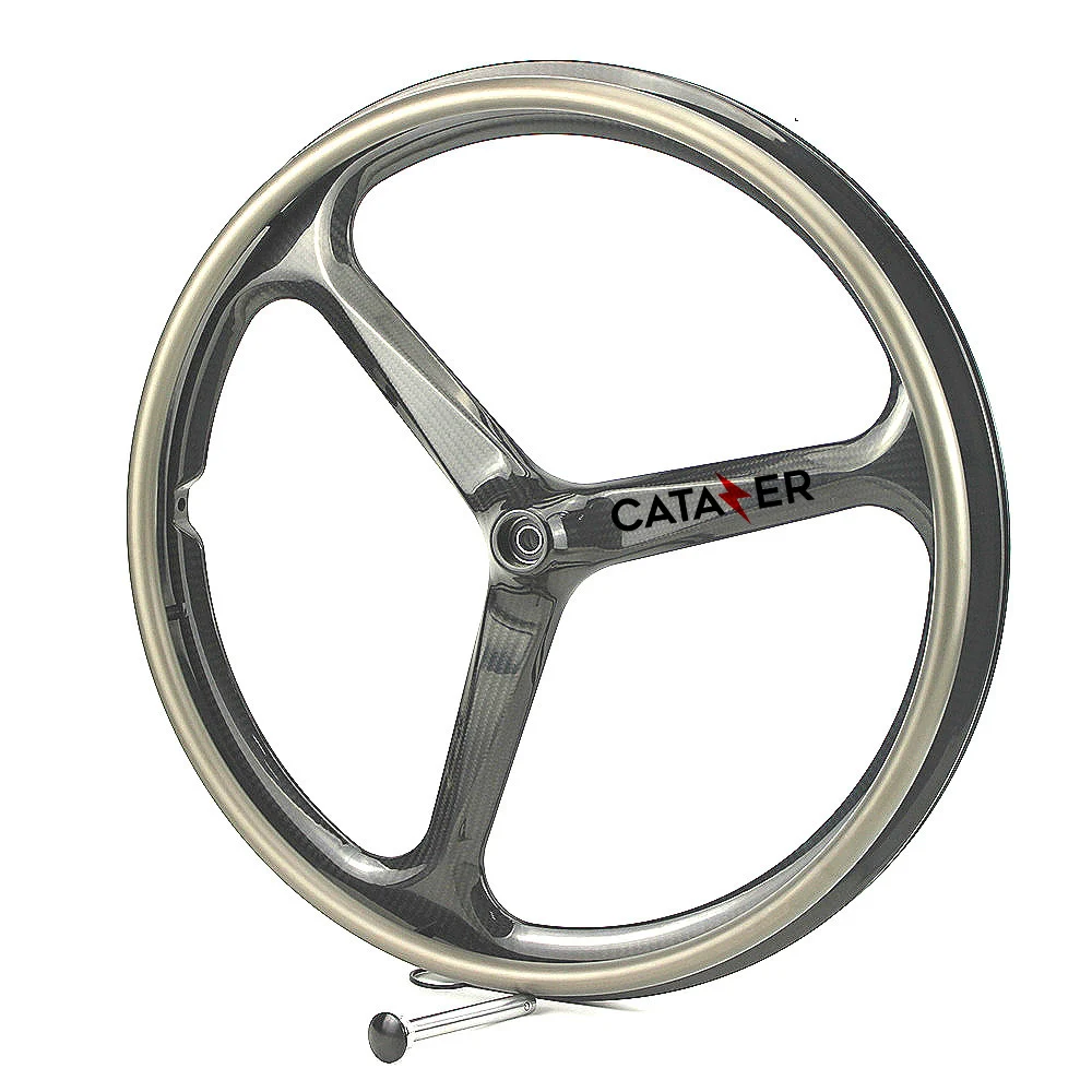 

1 Pair 24 Inch 3 Tri Spokes Carbon Fiber Wheel for Wheelchair Incl Thru Axle and Full Carbon Push Rim Carbon Wheels