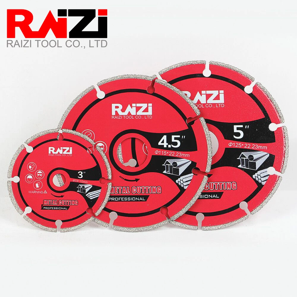 Raizi 75/115/125 MM Diamond Cutting Wheel For Metal Cut Off Wheel On Rebar Steel Iron INOX Diamond Metal Cut Disc Blade