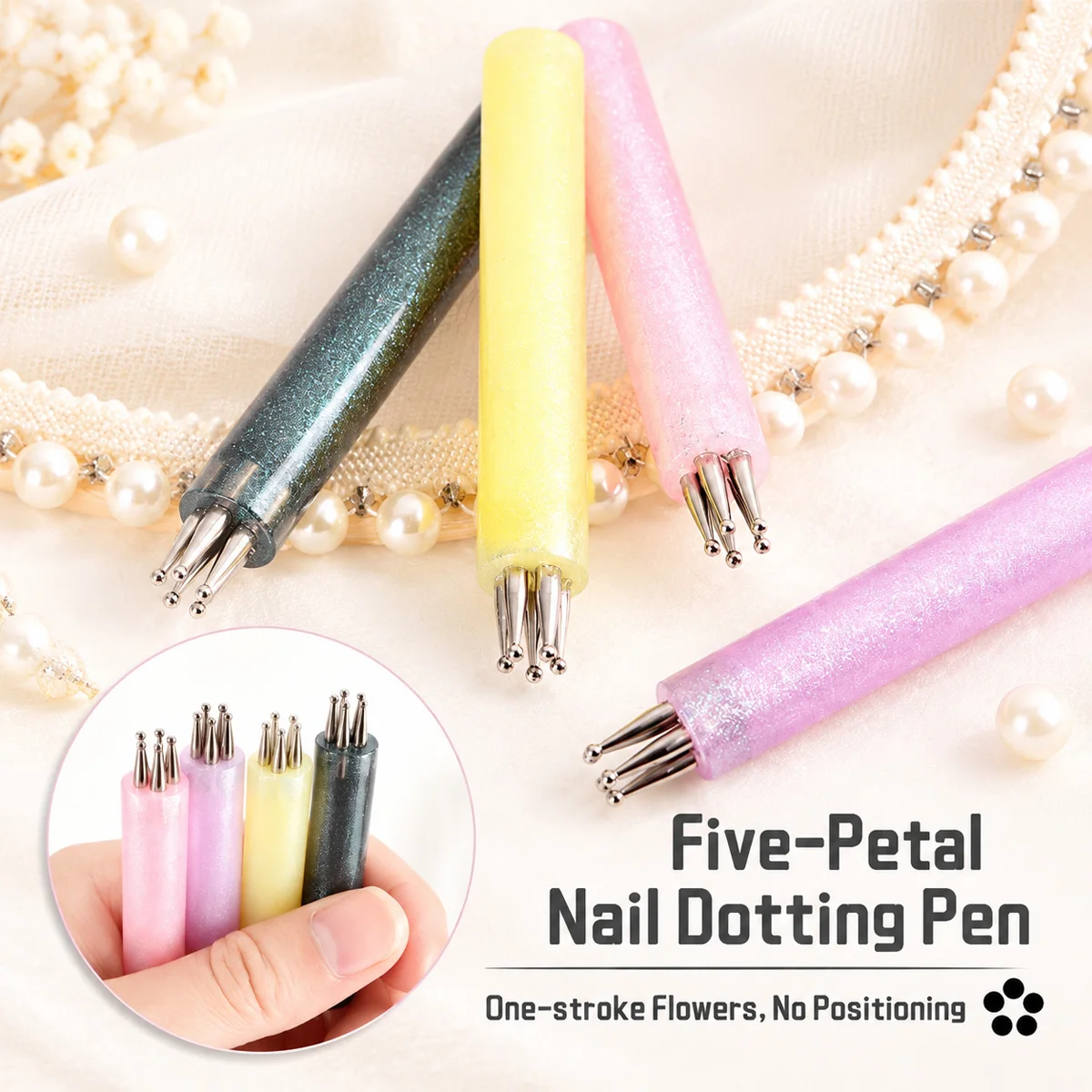 1/4pcs Five-Petal Nail Art Dotting Pen Set, One-Stroke Flower Drawing Tool for Professional Salons and Home DIY Manicure