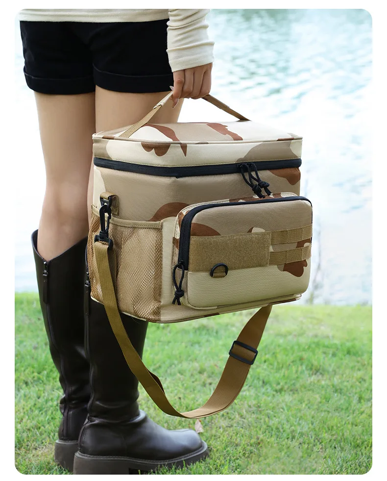1pc Insulated Backpack Cooler Large Capacity Oxford Cloth Backpack Outdoor Travel Beer Bag Waterproof PEVA Lined Ice Bag