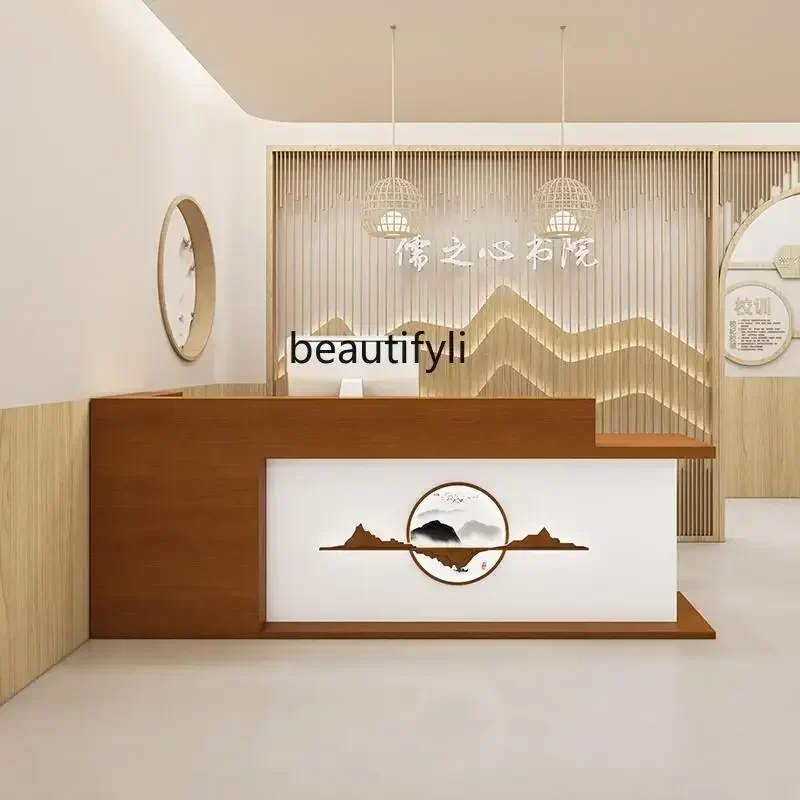 

New Chinese style checkout page Beauty salon Reception desk Tea house Barber shop Foot bath Health ear shop Bar