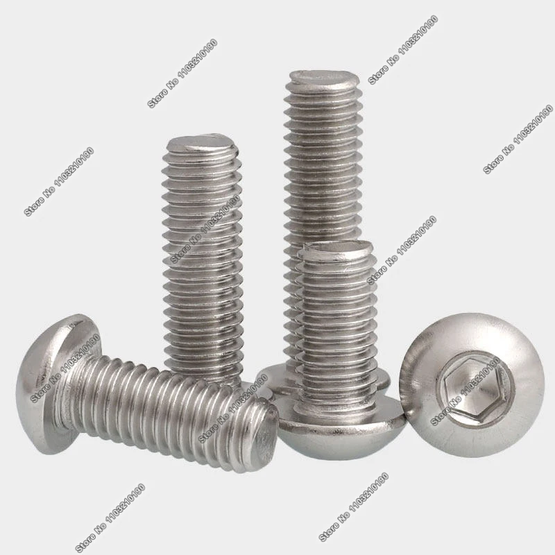 10/30/50Pcs 304 A2-70 Stainless Steel Hexagon Hex Socket screw Round Button Head Allen Bolt Screws M2 M2.5 M3-M16 L=3-60mm