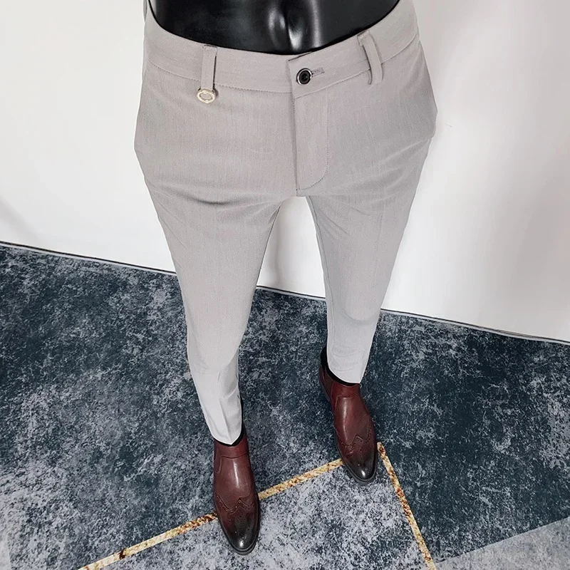 Men Suit Pants Slim Fit 2024 Spring New High Quality Solid Color Formal Dress Pants Business Fashion Casual Trouser Men Clothing