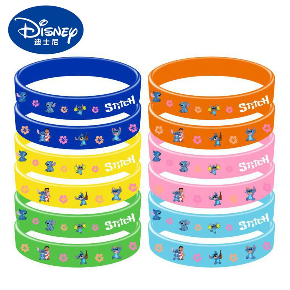 6/12Pcs Disney Lilo&Stitch Bracelet Anime Figure Stitch Silicone Kids Wristband Toy Cosplay Accessories Girls Kids Birthday Gift