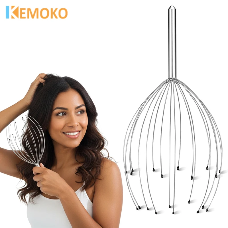 Octopus Head Massager Scalp Handheld Head Massager Scratcher Scalp Massager Reliever Neck Stress Muscle Tension Relax Massage