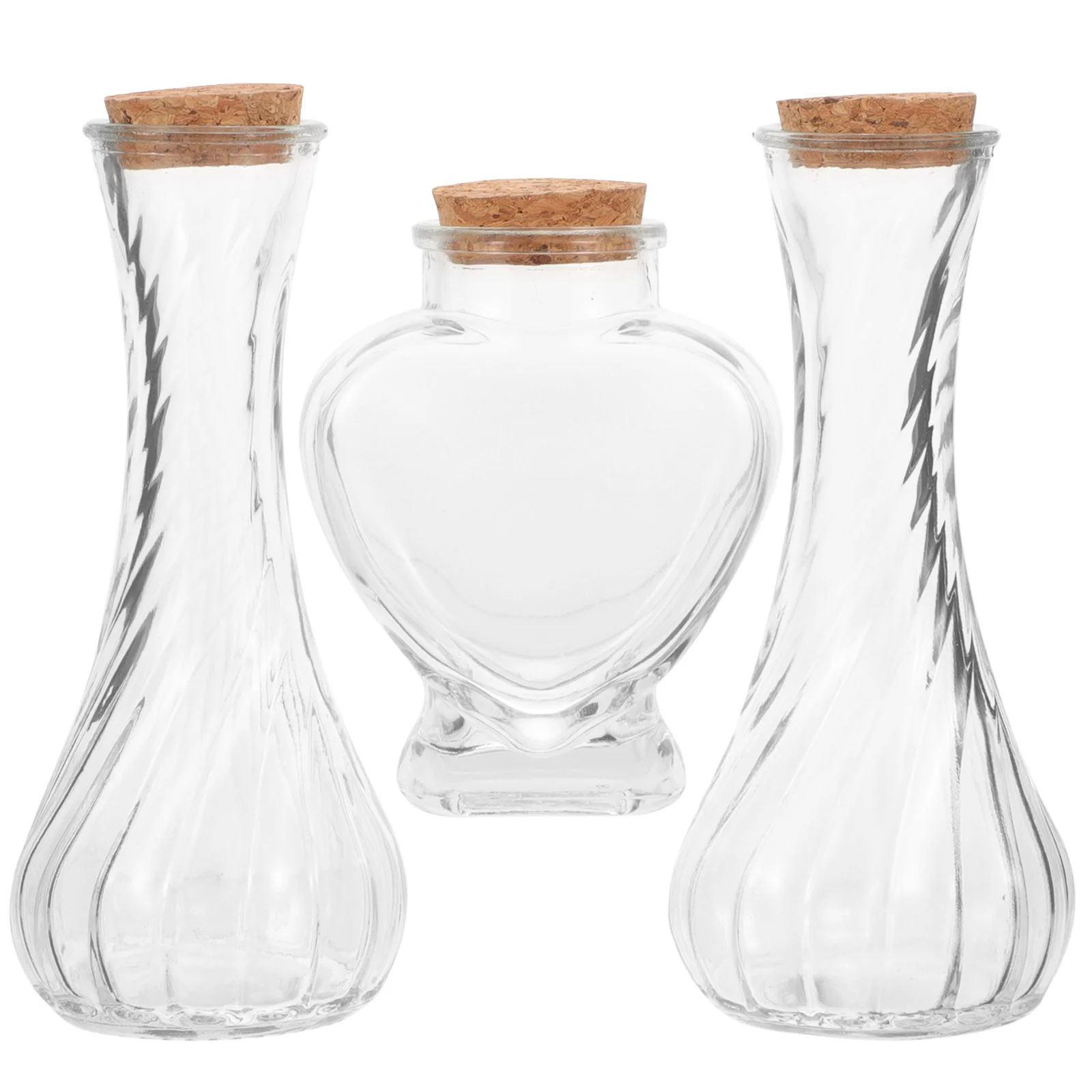 3 Pcs Decoration Sand Ceremony Bottle Set Glass Microlandscape Cork Empty Container Transparent Drift Bride