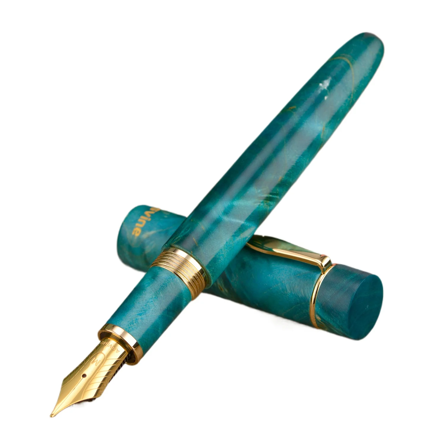 asvine-c2000-stabilized-wood-fountain-pen-no8-ef-f-m-stub-11-nib-green-handcraft-large-size-writing-pen-stationery-supplies