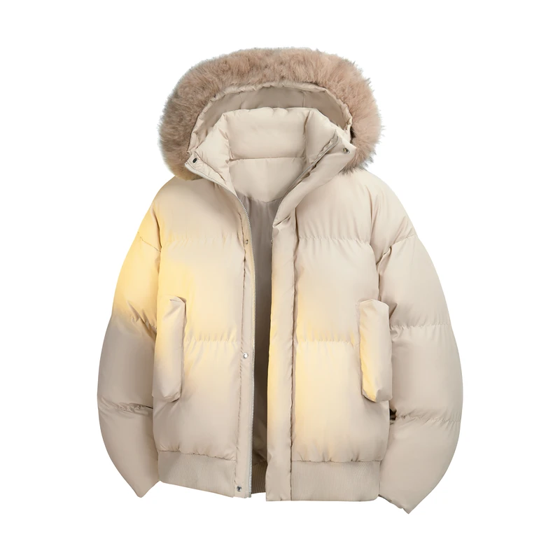 

Мужская зимняя утепленная куртка в американском стиле с меховым воротником, повседневная, приталенная, на полиэстеровой подкладке, на молнии