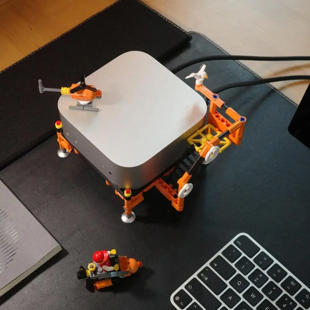 

Heightened Building Block Host Stand External Switch Button One-click Power On Desktop Holder for Mac Mini M4/M4 Pro 2024