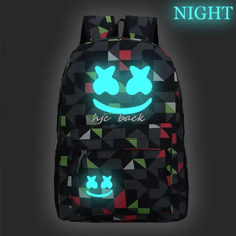 Luminous Backpack DJ Marshmello Travel Book Boys Girls School Bags Casual Backpack Laptop Mochila Birthday Gift