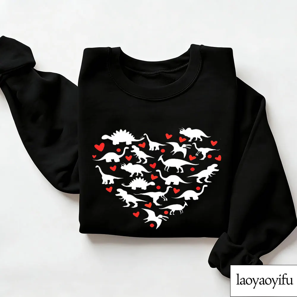 Dinossauro coração moletom dos namorados dinossauro moletom dos namorados suor dia dos namorados camisola engraçado dinossauros impressão hoodies