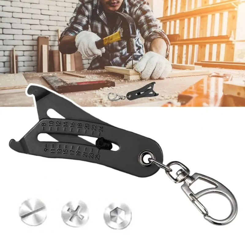 Portable Precise Thread Size Checker Keychain - Bolt Size Finder Keychain, Nut And Bolt Thread Gauge Identifier Tool