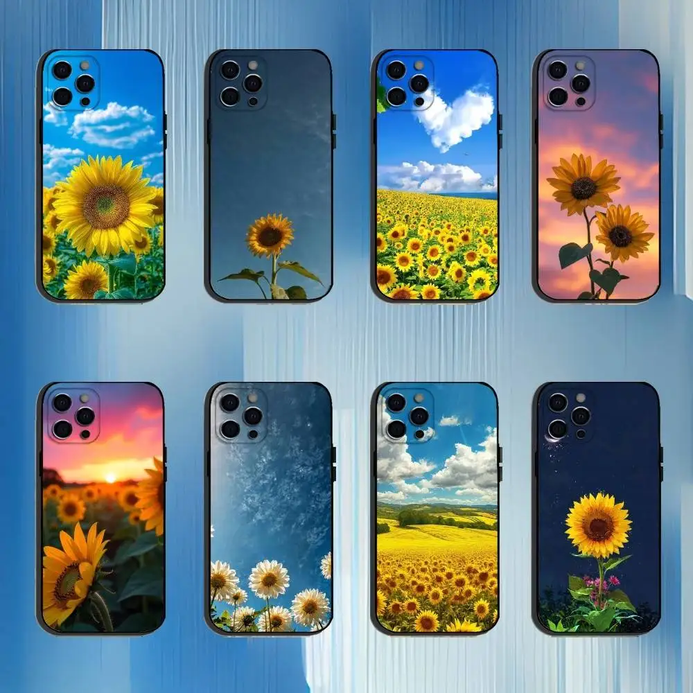 

Beautiful Yellow Sunflower Phone Case For iPhone 16,15,14,13,12,11 Plus,Pro Max, Others Soft Black Cover