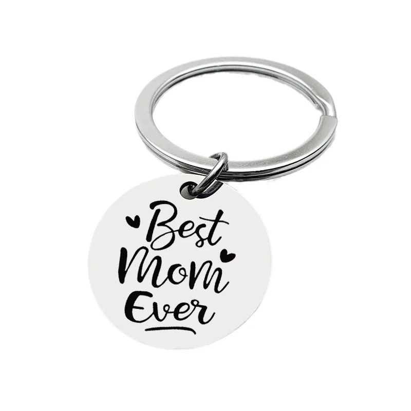 Birthday Gift for Mom Best Mom Ever Heart Stainless Steel Keychain Key Tag Mother Mum Heart Sweet Key Chains DIY Jewelry Gifts