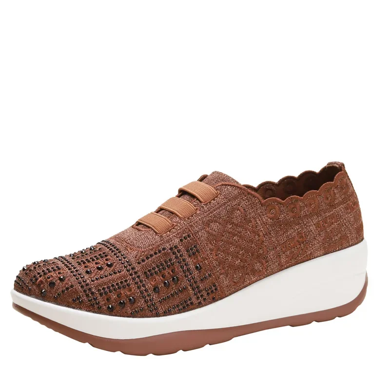 Zapatos vulcanizados para mujer, cuñas de suela gruesa a la moda, zapatos deportivos informales ligeros, zapatos de suela gruesa transpirables para mujer