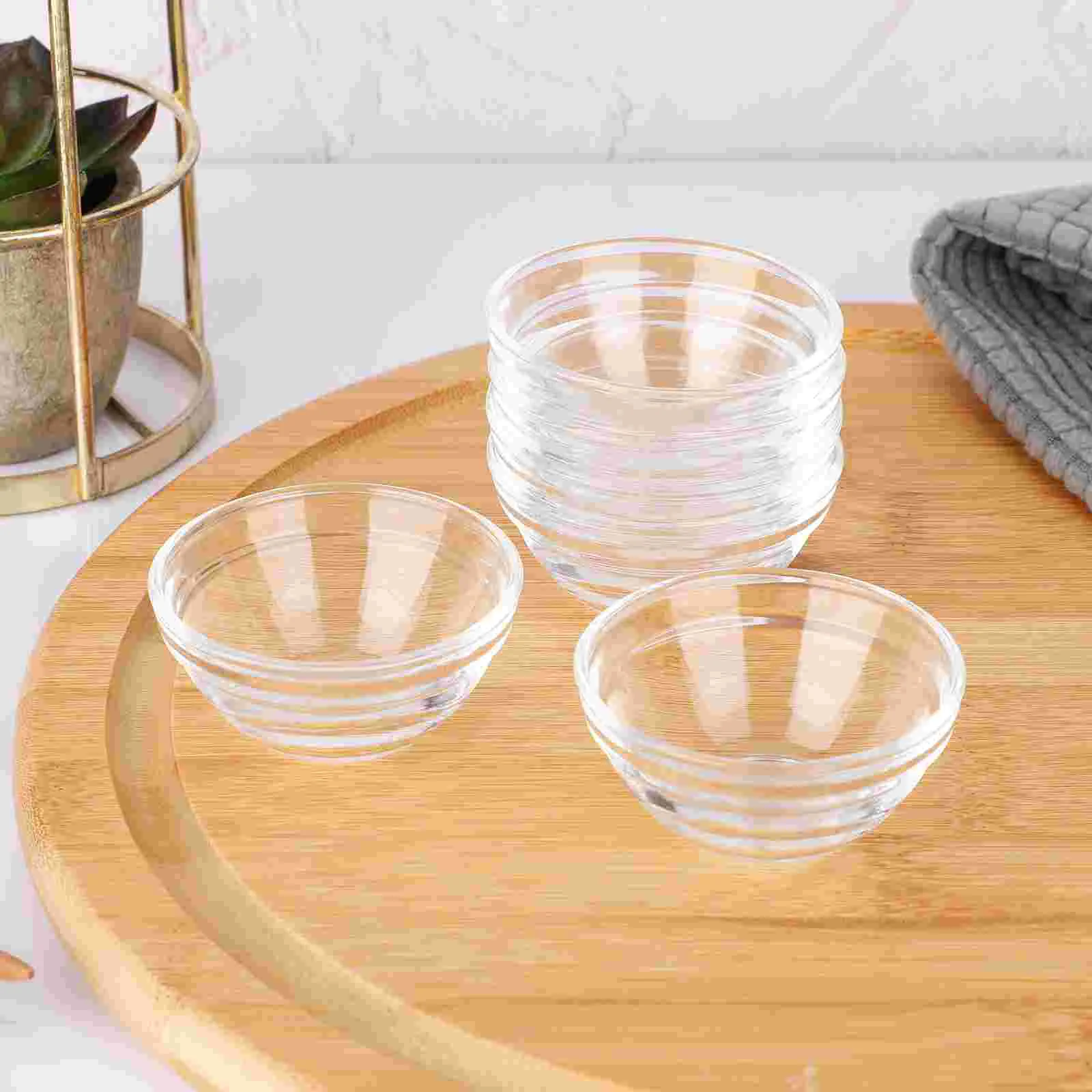 6 Pcs Bozai Cake Bowl Glass Prep Bowls Candy Containers Wooden Pudding Cups Small