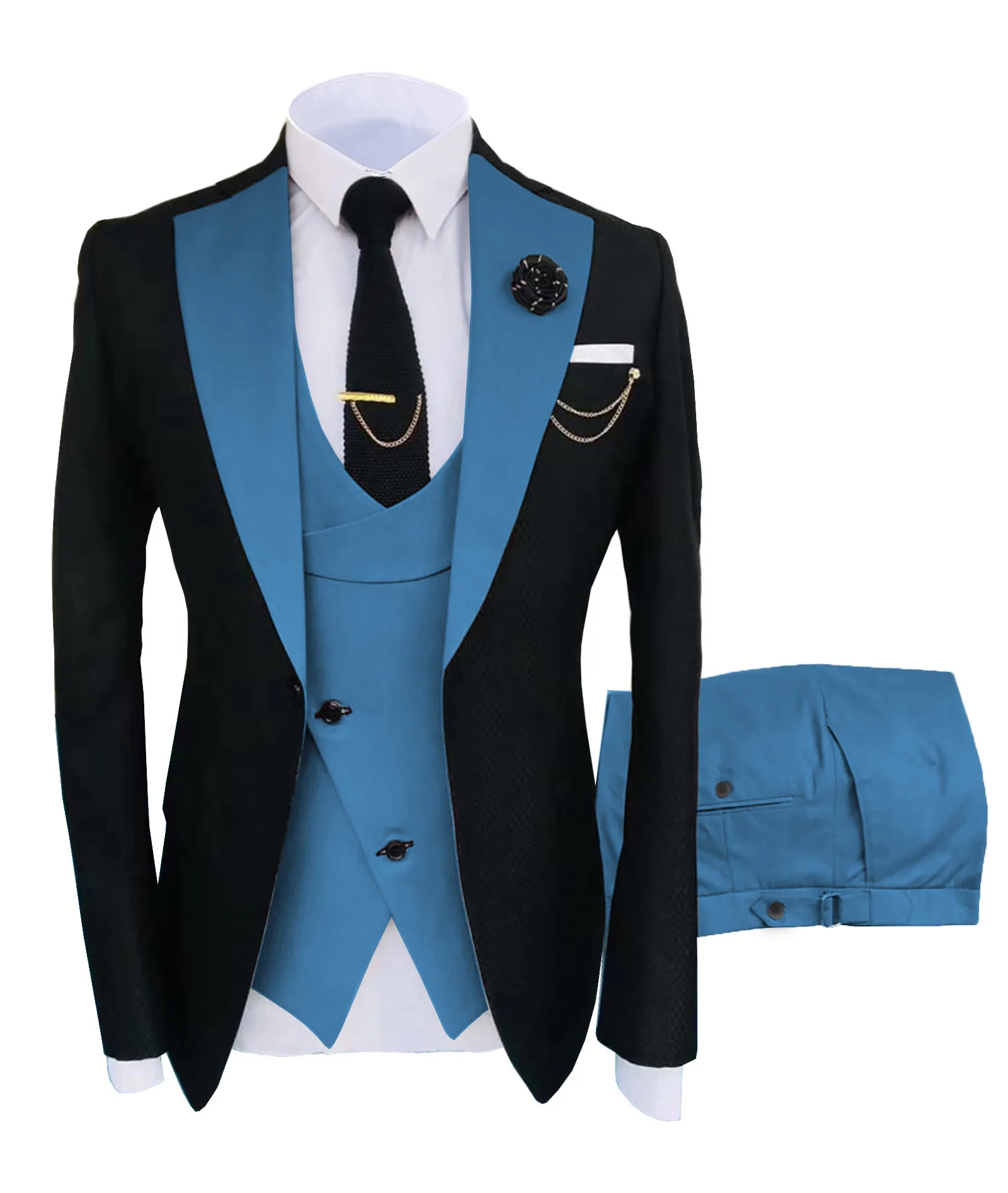 

HH023 European and American size solid color collar color matching men's small suit