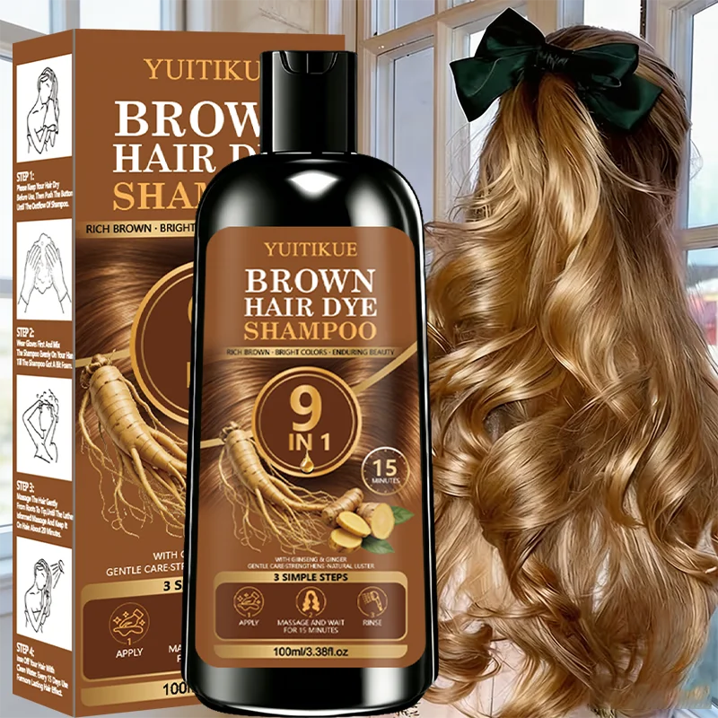 Hair Care Ginseng - YUITIKUE 9-in-1 Braunes Haarfärbeshampoo 100ml Ginseng