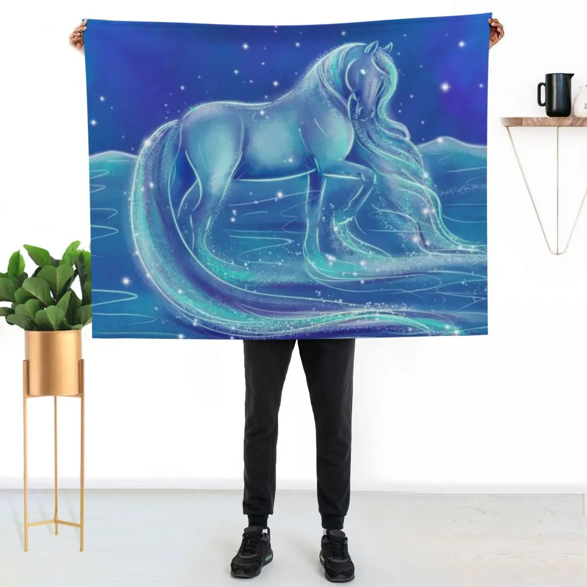 Nokk Water Spirit Horse Throw Blanket Fade Resistant Durable Throw Blanket
