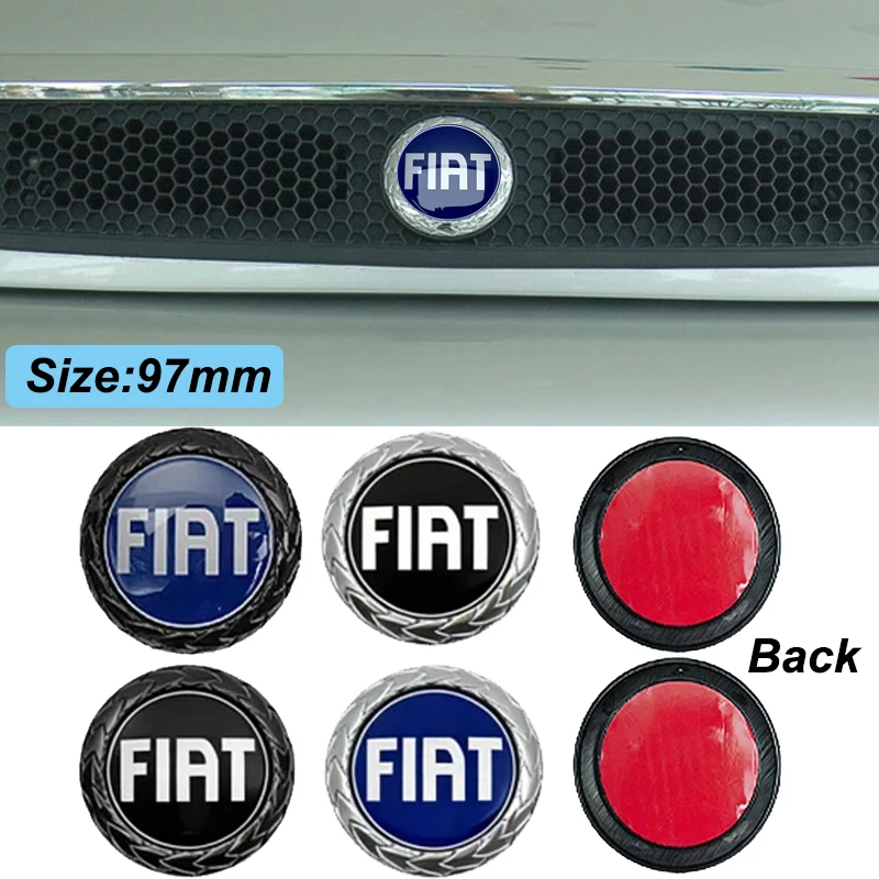 Emblema Adhesivo ABS de 97mm para Maletero Trasero de Coche, Insignia Frontal para FIAT Palio Siena Logo 500 500L Pulse Panda Tipo 600 Punto