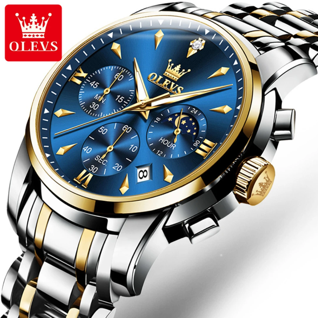

OLEVS 3639, модные кварцевые часы, подарок, круглый циферблат, ремешок для часов из нержавеющей стали, наручные часы, светящийся календарь