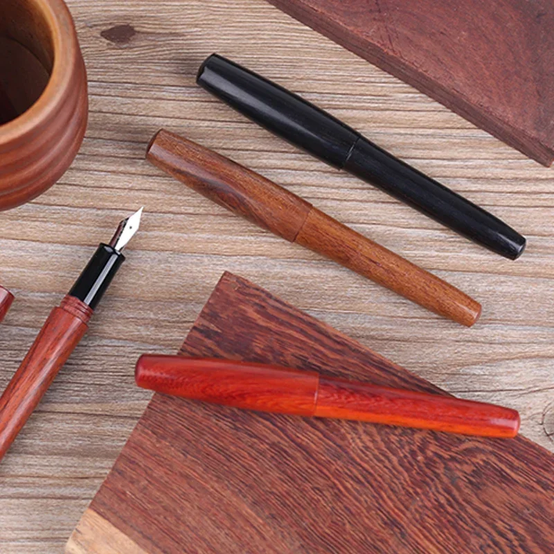 MAJOHN Cowboy Natural Handmade Wood Fountain Pen Full Wooden Beautiful Pen EF/F/Calligraphy Bent Nib Writing Ink Pen Gift Set