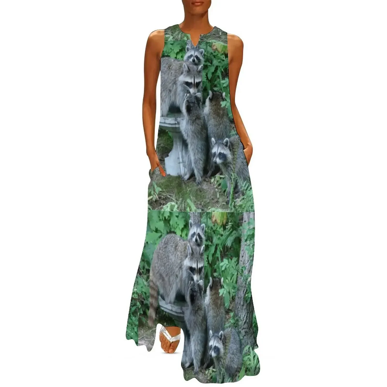 

Raccoon Mom with 4 Kits Long Dress Elegant gown summer dress woman 2025 luxury evening dress woman for wedding