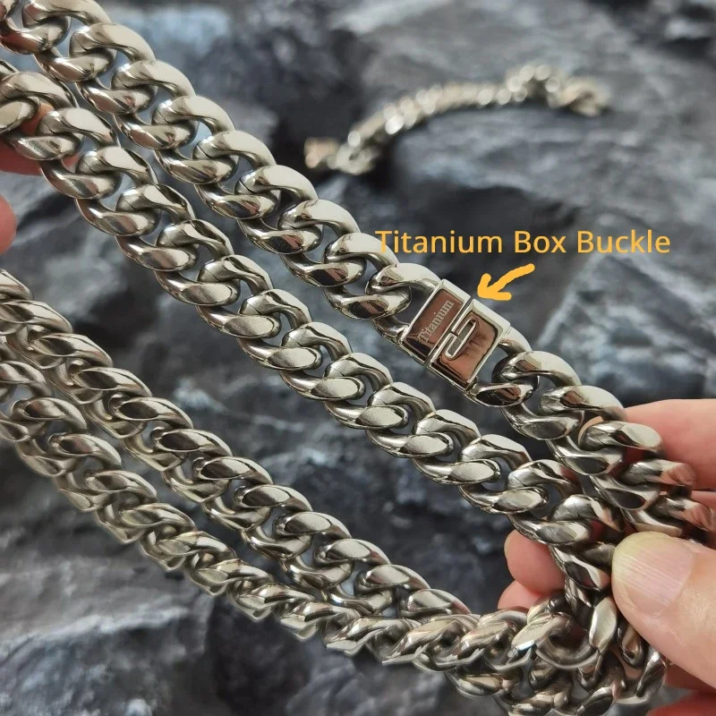 New Hip-Hop 14mm TA1 Pure Titanium Bracelet And Necklace for Men Women Miami Cuban Link Chain Necklaces Punk Link Chain Necklace