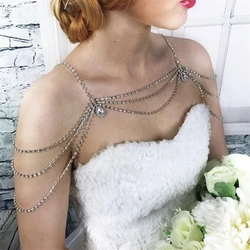 Elegant and Fashionable Crystal Rhinestone Shoulder Chain Wedding Banquet Body Chain Delicate and Beautiful Women's Jewelry