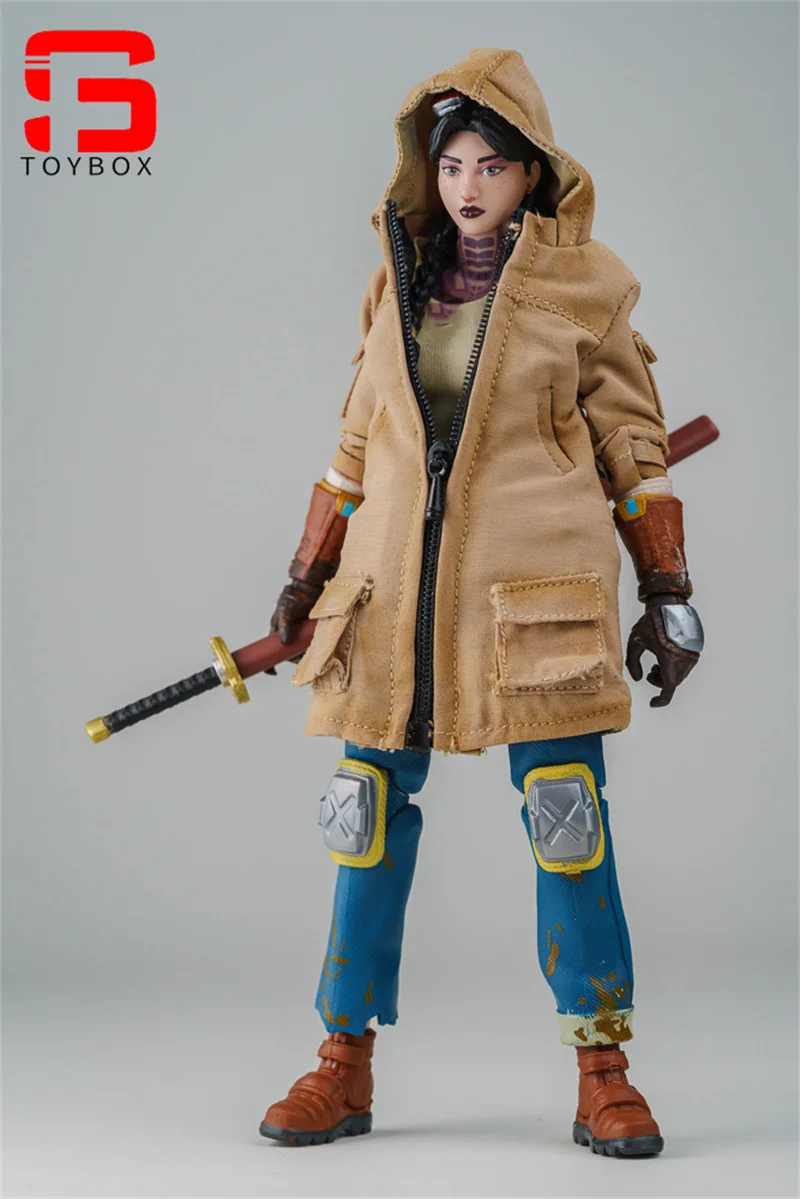 재고 있음 1/12 스케일 여성 지퍼 긴 후드 윈드 브레이커 의류 모델 맞는 6 ''Romankey Soldier 액션 피규어 바디 인형
