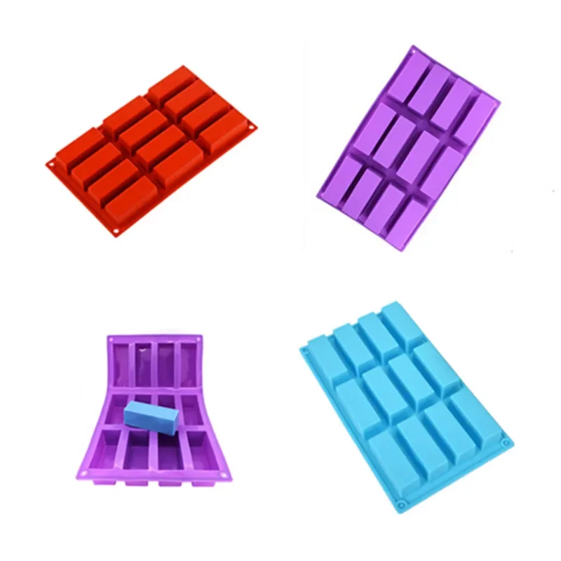 12holes Rectangle Shapes Silicone Mold Fondant Chocolate Mold Soap Mould Biscuit Cookie Baking Pan Kitchen Bakeware Accessories