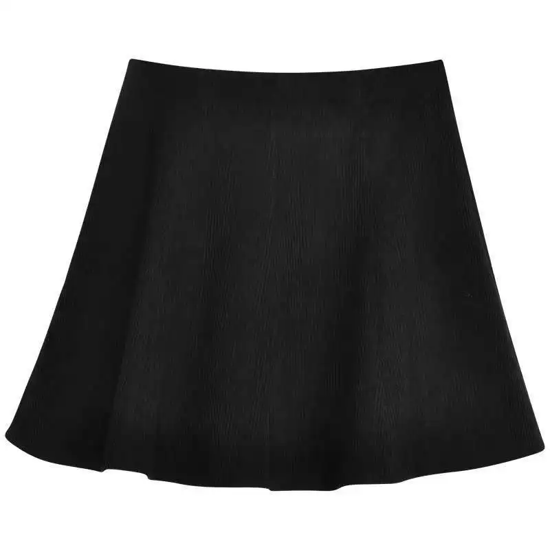 Korea Corduroy Simplicity Zipper Solid Color High Waist Skirt Women Clothes Sweet Patchwork A-line Skirt Preppy Style