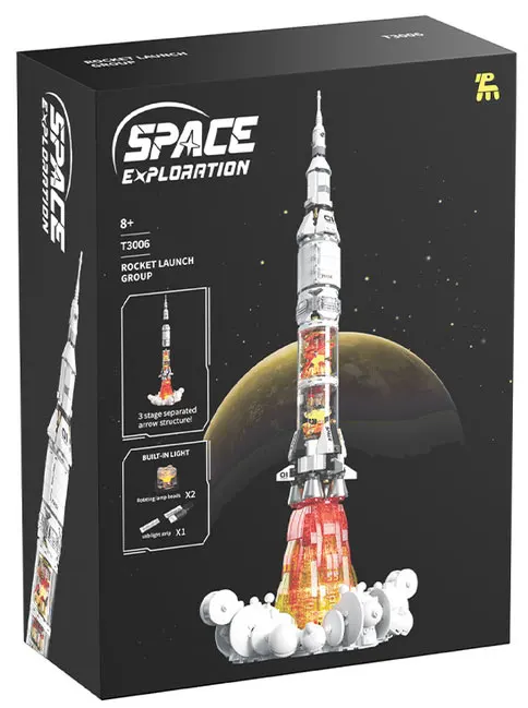 T3006 ทางเทคนิค Light Space Rocket Building Blocks อิฐประกอบวันเกิด,ฮาโลวีน,คริสต์มาสของขวัญ