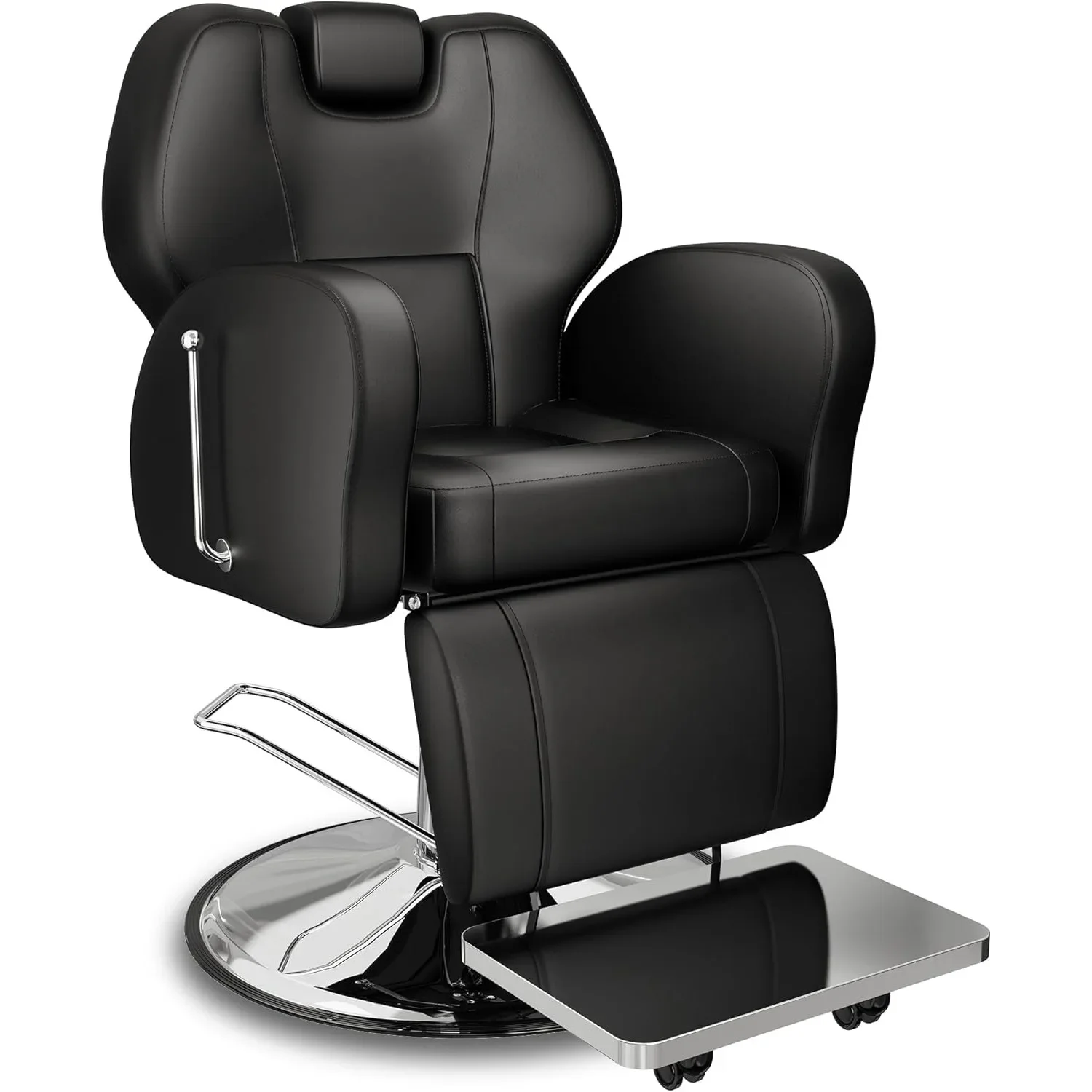 for Professional Reclining Barber Chair for Home, All-Purpose Hair Chair with Heavy-Duty Steel Frame - Black