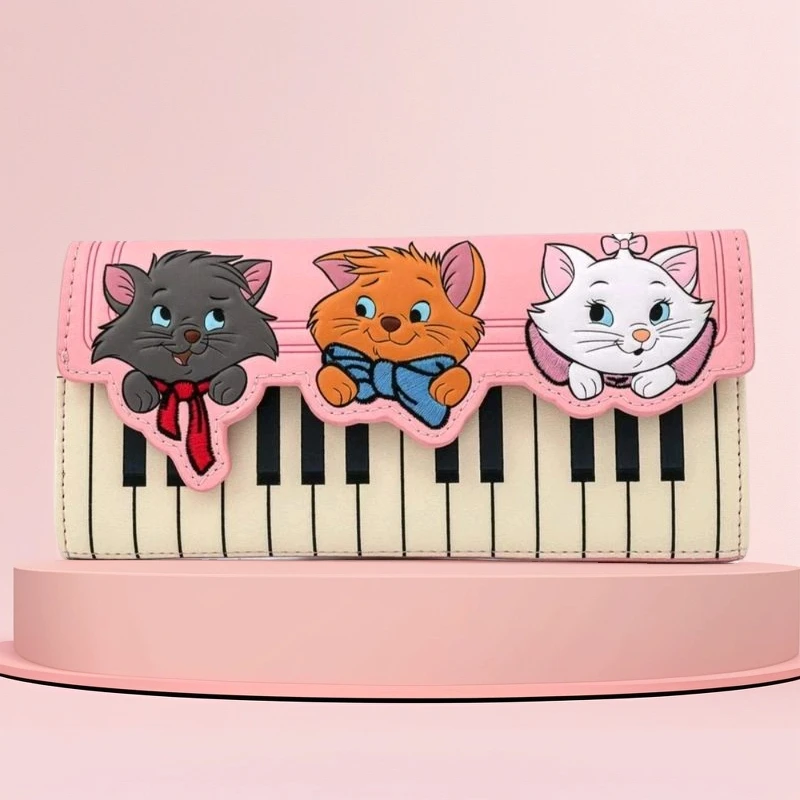 

Кошелек Marie Cat Piano — длинный двойной кошелек с милым мультяшным рисунком для женщин, подарок в стиле каваи, прочный кошелек на молнии
