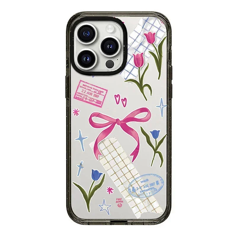 

Upgrade Acrylic Border Flower Bowknot Phone Case Cover for IPhone 11 12 13 14 15 Pro Max Case for IPhone 15 Pro Max