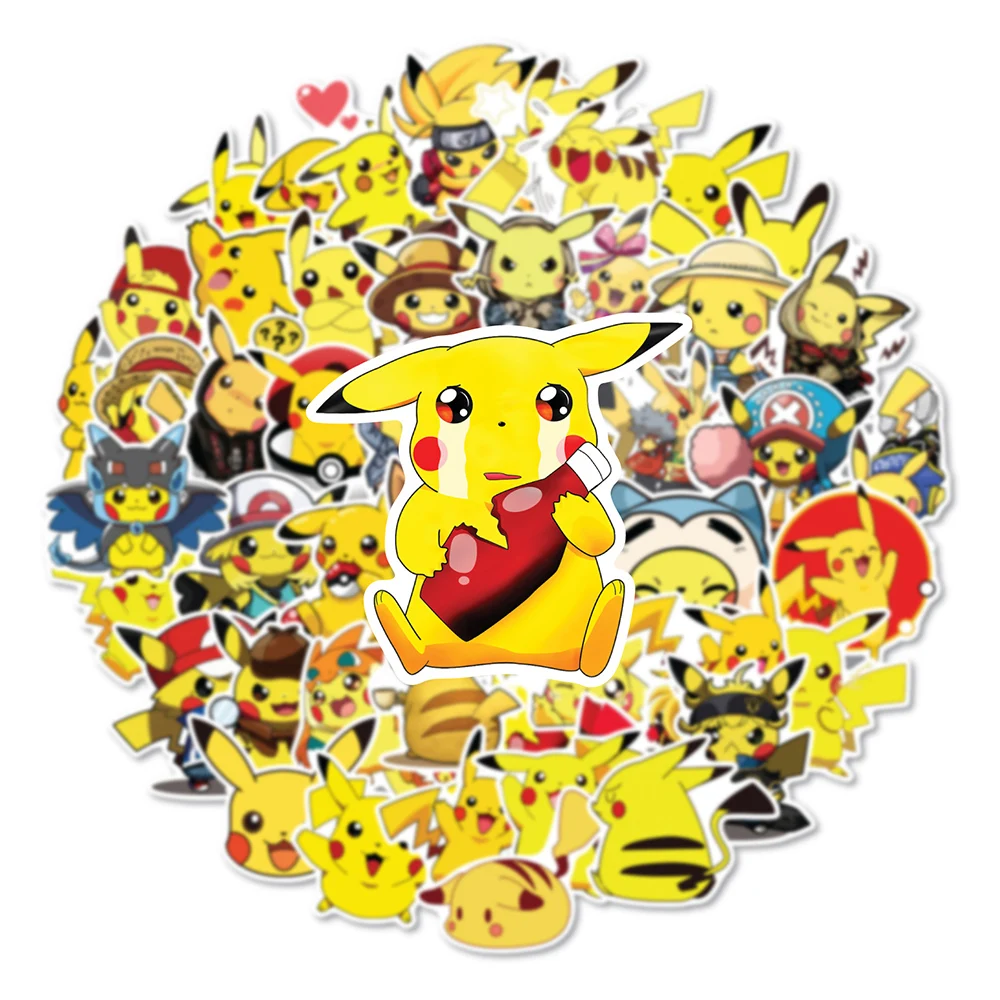 10/30/50 sztuk śliczne Pokemon Pikachu Anime naklejki DIY komputer Notebook Laptop Kawaii Cartoon Graffiti naklejki naklejki zabawka dla dzieci prezent